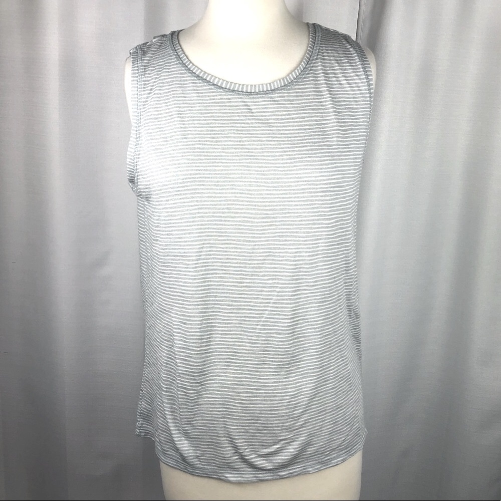 Athleta Grey and White Stripe Workout Tank